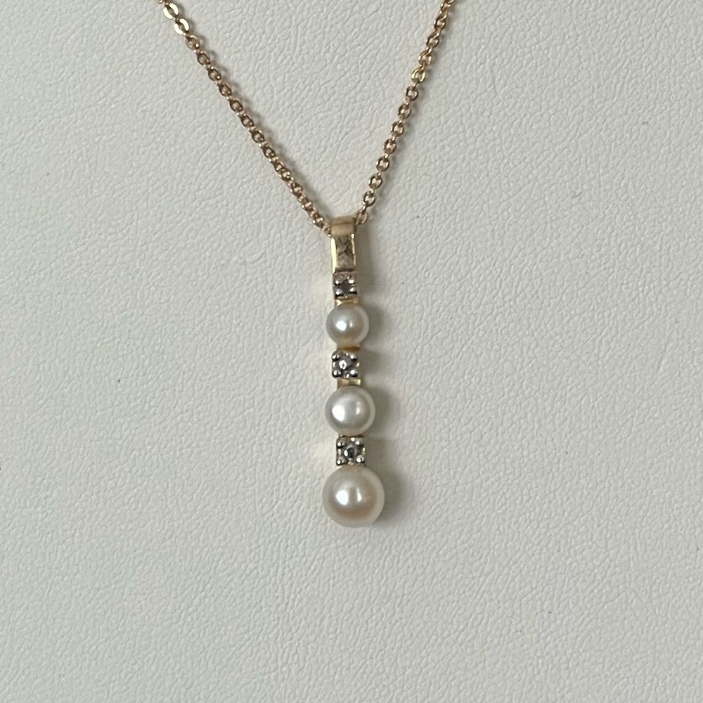 Genuine freshwater cultured pearl & diamond gold plated solid 925 silver pendant - Picture 9 of 11